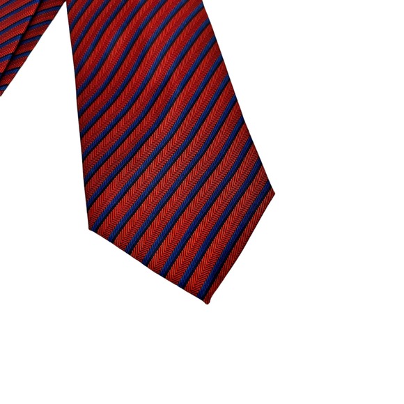 VIBRANT RED BLUE DIAGONAL STRIPED ALL OVER PRINT MEN’S TIE - Picture 2 of 5